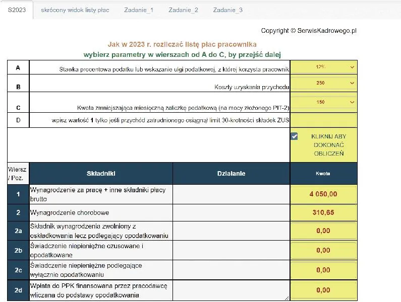 Obliczanie wynagrodzenia brutto