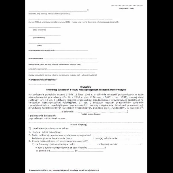 Procedury wypłaty świadczeń