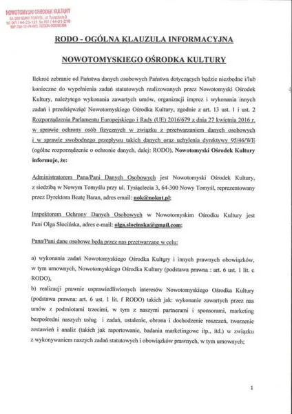 Umiejscowienie klauzuli w CV