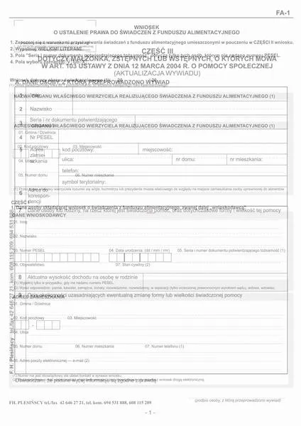 Wniosek o fundusz alimentacyjny